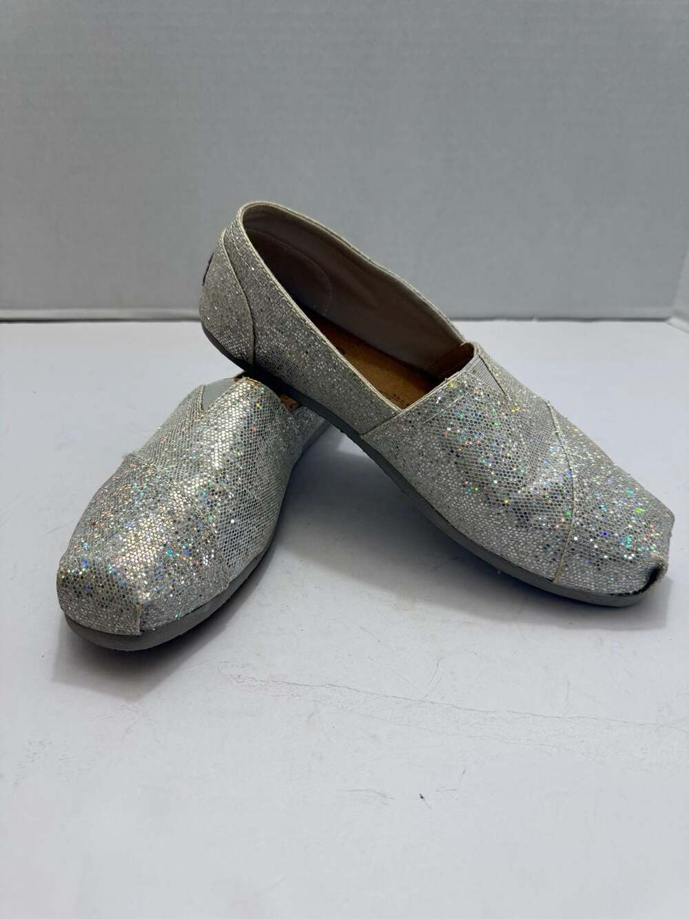 BOBS from Skechers Women's Silver Glitter Slip-On Flats